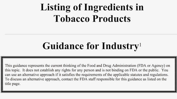 us listing of ingredients in tobacco cigarettes guidance