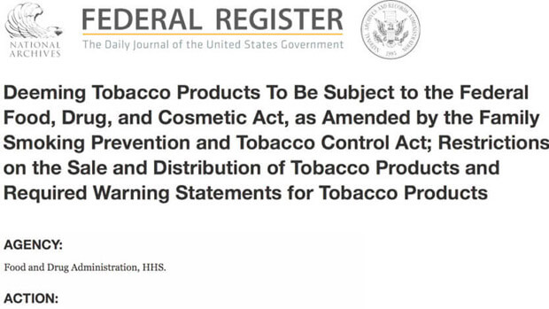 vapor products regulated as tobacco products in the united states